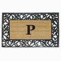 Nedia Home Nedia Home 18014P Acanthus Border 22 x 36 In. Rubber-Coir Doormat - Monogrammed P 18014P